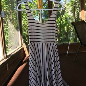 NWT Forever 21 Striped Skater Dress Taupe/Black